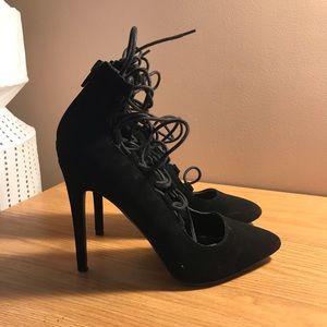 Black lace up heels